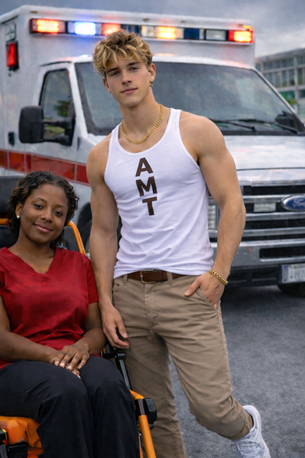 AMT GUYZ attendant assisting a patient